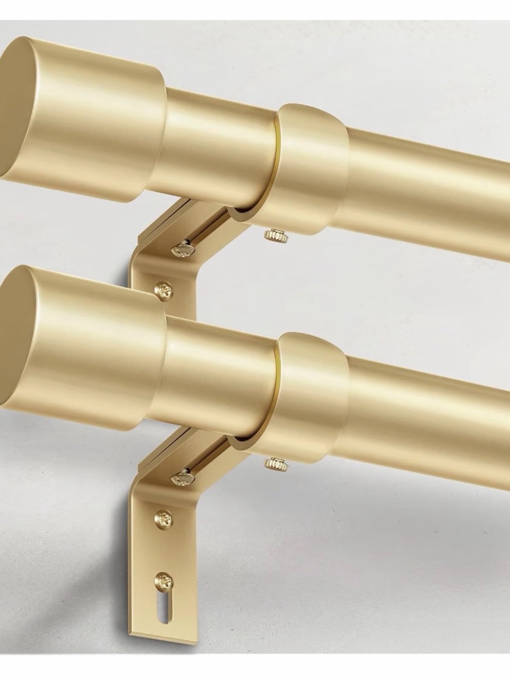 Brushed Gold Double Curtain Rod Set - Elegant Home Dining Hardware